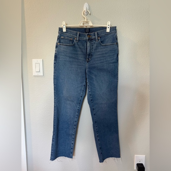 J. Crew Essential Straight Leg Denim Jeans Frayed Hem Size 29 - Picture 3 of 6